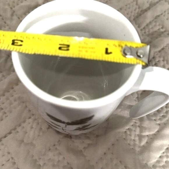 Set Of 2  White Leaf Print Coffee Mugs - Picture 5 of 6